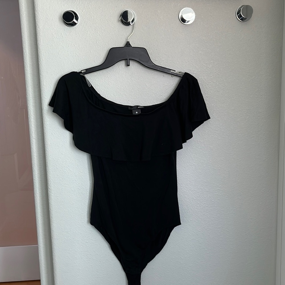 Aqua off the shoulder black bodysuit